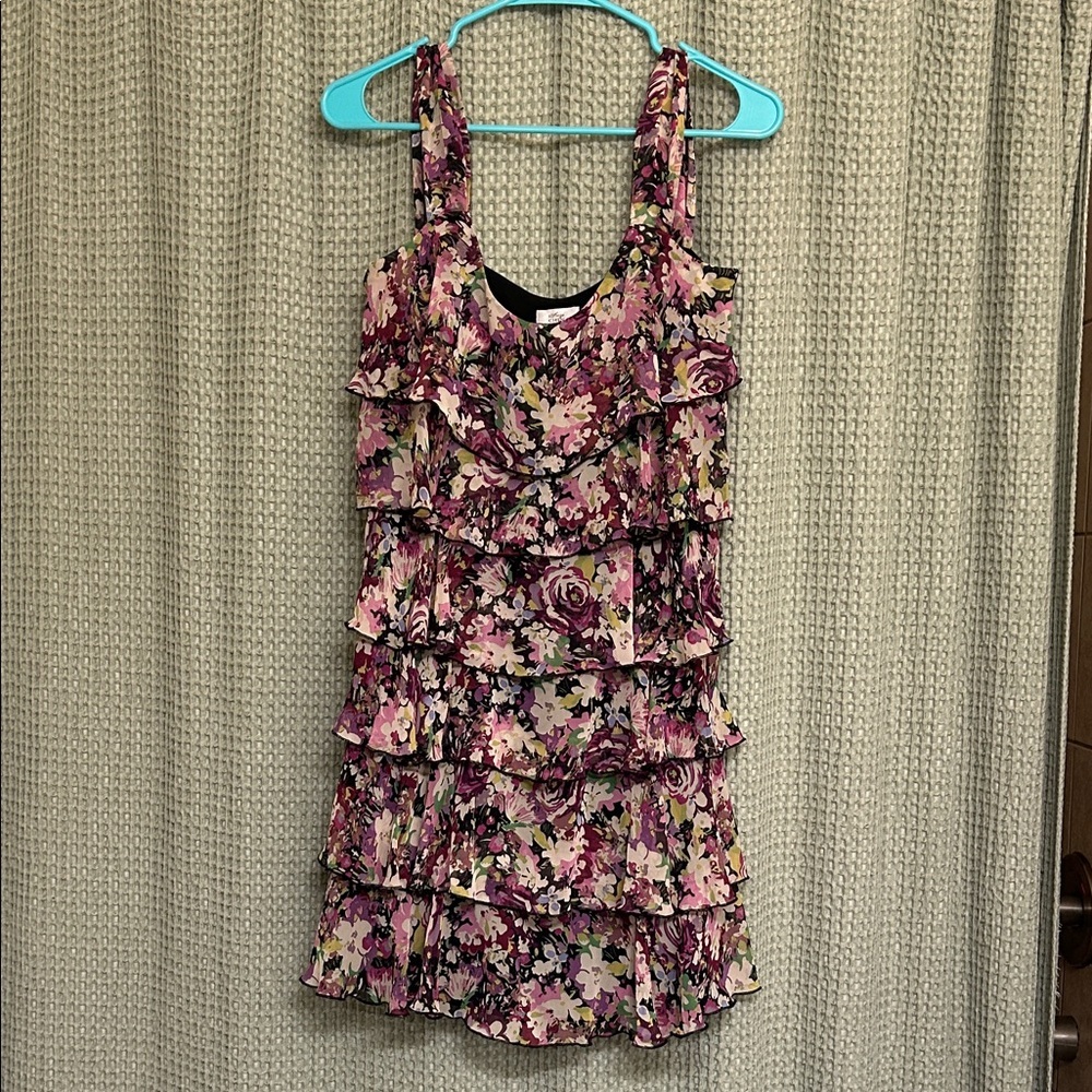 Suzi Chin for Maggy Boutique Floral Mini Dress - Pink and Purple